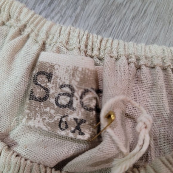 Sado NWT easter bunny brown tan cream linen type rabbit dress with lace size 6x - Picture 5 of 5